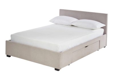Hygena Lavendon 2 Drawer Kingsize Fabric Bed Frame - Latte